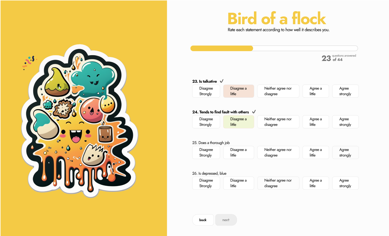 Personality Test app